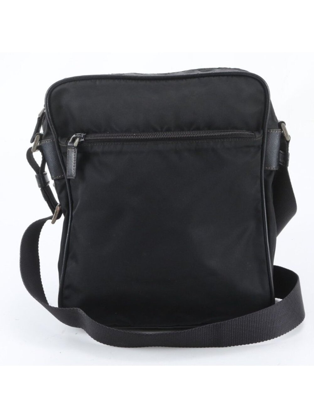 Prada Tessuto Nylon Saffiano Leather Shoulder Bag Crossbody Messenger Black